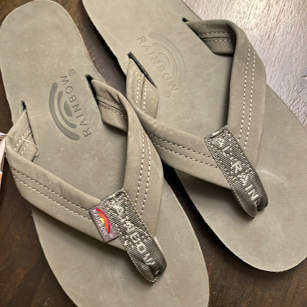 Rainbow premier leather flip flops- color is grey - Picture 2 of 5